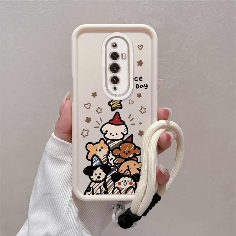 Ốp Lưng Cho OPPO Reno 2F Reno 2 Reno Vỏ Điện Thoại Silicon Thẩm Mỹ Họa Tiết Động Vật Hoạt Hình Dễ Thương TPU Mềm Thiết Kế Mới Với Dây Treo Cá Tính