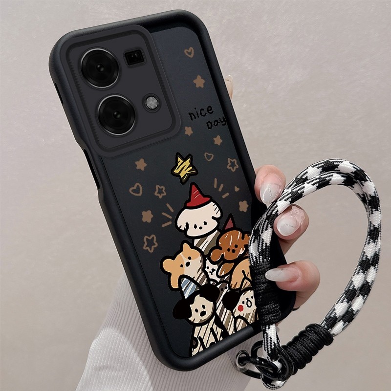 Ốp Lưng Cho OPPO Reno 7 4G Reno 8 4G Ốp Điện Thoại Silicon Thẩm Mỹ Họa Tiết Động Vật Hoạt Hình Dễ Thương TPU Mềm Thiết Kế Mới Với Dây Treo Cá Tính
