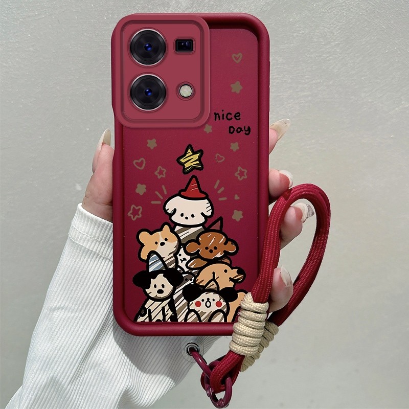 Ốp Lưng Cho OPPO Reno 7 4G Reno 8 4G Ốp Điện Thoại Silicon Thẩm Mỹ Họa Tiết Động Vật Hoạt Hình Dễ Thương TPU Mềm Thiết Kế Mới Với Dây Treo Cá Tính