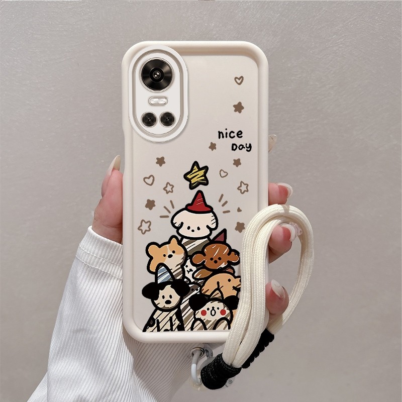 Ốp Lưng Cho OPPO Reno 10 5G Reno 10 Pro 5G Ốp Điện Thoại Silicon Thẩm Mỹ Họa Tiết Động Vật Hoạt Hình Dễ Thương TPU Mềm Thiết Kế Mới Với Dây Treo Cá Tính