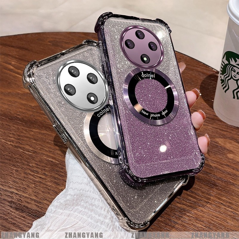 Ốp Lưng Cho OPPO reno 12F 5G Mạ Điện Bốn Góc Chống Rơi Bột flash Vỏ Điện Thoại Hút Từ Tính Thẩm Mỹ Thiết Kế Mới TPU Mềm case