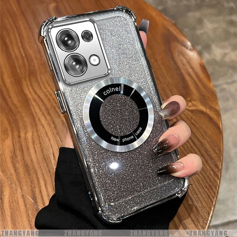 Ốp Lưng Cho Redmi note 13 note 13 Pro Mạ Điện Bốn Góc Chống Rơi Bột flash Vỏ Điện Thoại Hút Từ Tính Thẩm Mỹ Thiết Kế Mới TPU Mềm case