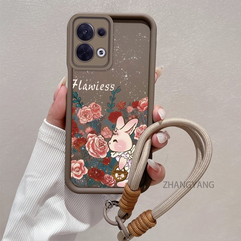 Ốp Lưng Cho OPPO Reno 8 5G Reno 8 Pro 5G Reno 8 4G Vỏ Điện Thoại TPU Silicon Chống Rơi Thẩm Mỹ Họa Tiết Thỏ Thiết Kế Mới Vỏ Mềm Có Dây Treo