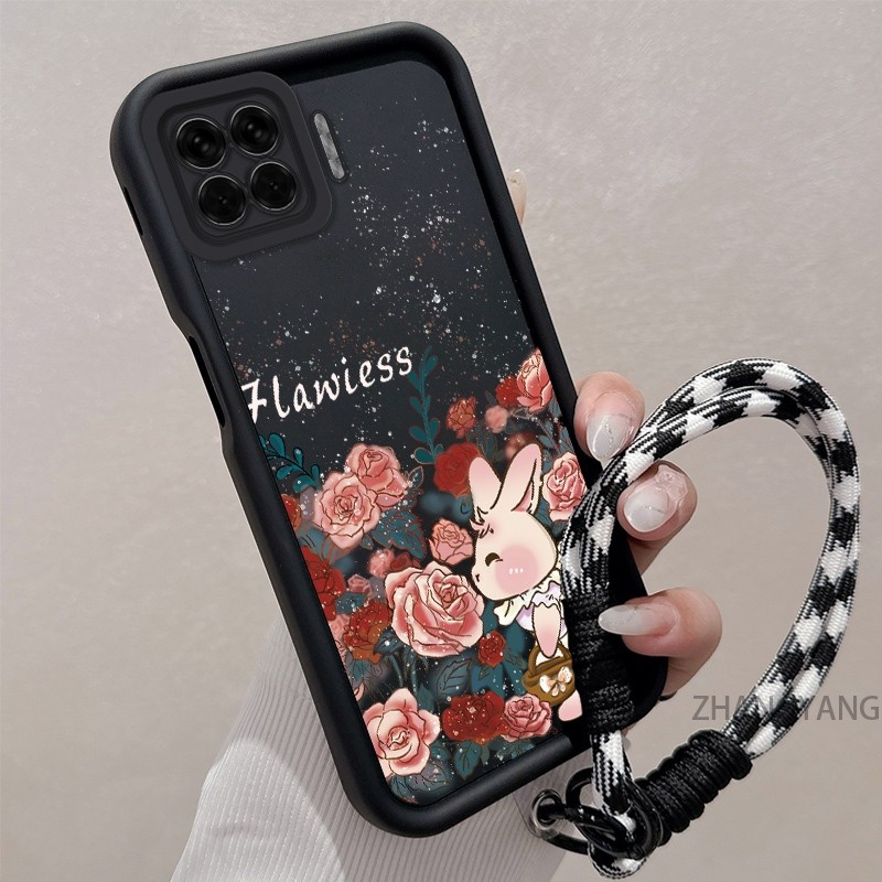 Ốp Lưng Cho OPPO A93 4G A73 4G Reno 4F Ốp Điện Thoại TPU Silicon Chống Rơi Thẩm Mỹ Họa Tiết Thỏ Thiết Kế Mới Vỏ Mềm Có Dây Treo