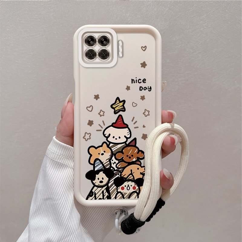 Ốp Lưng Cho OPPO A93 4G A73 4G Reno 4F Ốp Điện Thoại Silicon Thẩm Mỹ Họa Tiết Động Vật Hoạt Hình Dễ Thương TPU Mềm Thiết Kế Mới Với Dây Treo Cá Tính