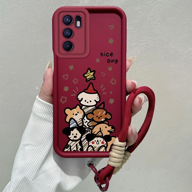 Ốp Lưng Cho OPPO Reno 6 4G Reno 6 5G Reno 6z 5G Ốp Điện Thoại Silicon Thẩm Mỹ Họa Tiết Động Vật Hoạt Hình Dễ Thương TPU Mềm Thiết Kế Mới Với Dây Treo Cá Tính