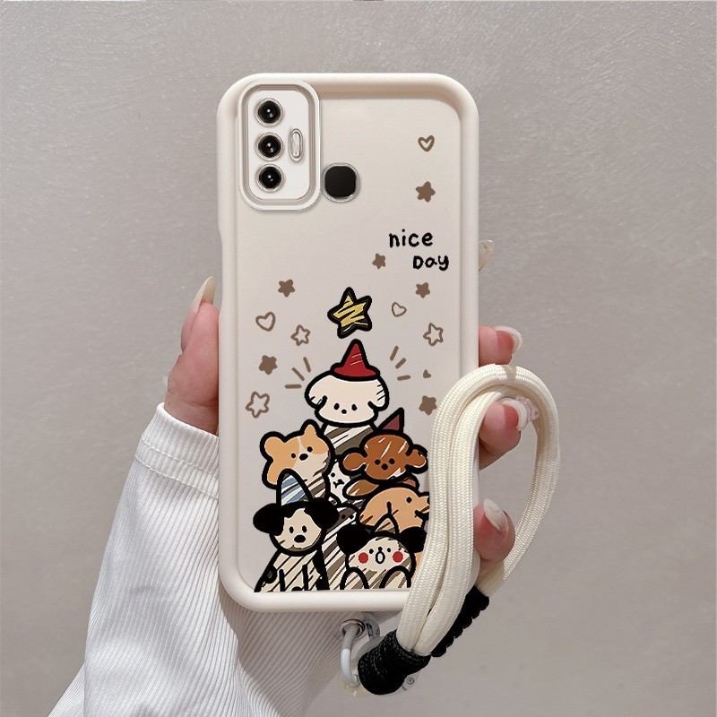 Ốp Lưng Cho Tecno Spark 7 Spark 7T Vỏ Điện Thoại Silicon Thẩm Mỹ Họa Tiết Động Vật Hoạt Hình Dễ Thương TPU Mềm Thiết Kế Mới Với Dây Treo Cá Tính