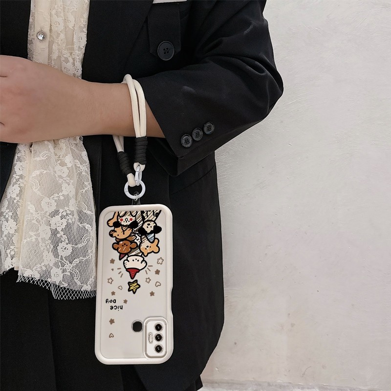Ốp Lưng Cho Tecno Spark 7 Spark 7T Vỏ Điện Thoại Silicon Thẩm Mỹ Họa Tiết Động Vật Hoạt Hình Dễ Thương TPU Mềm Thiết Kế Mới Với Dây Treo Cá Tính