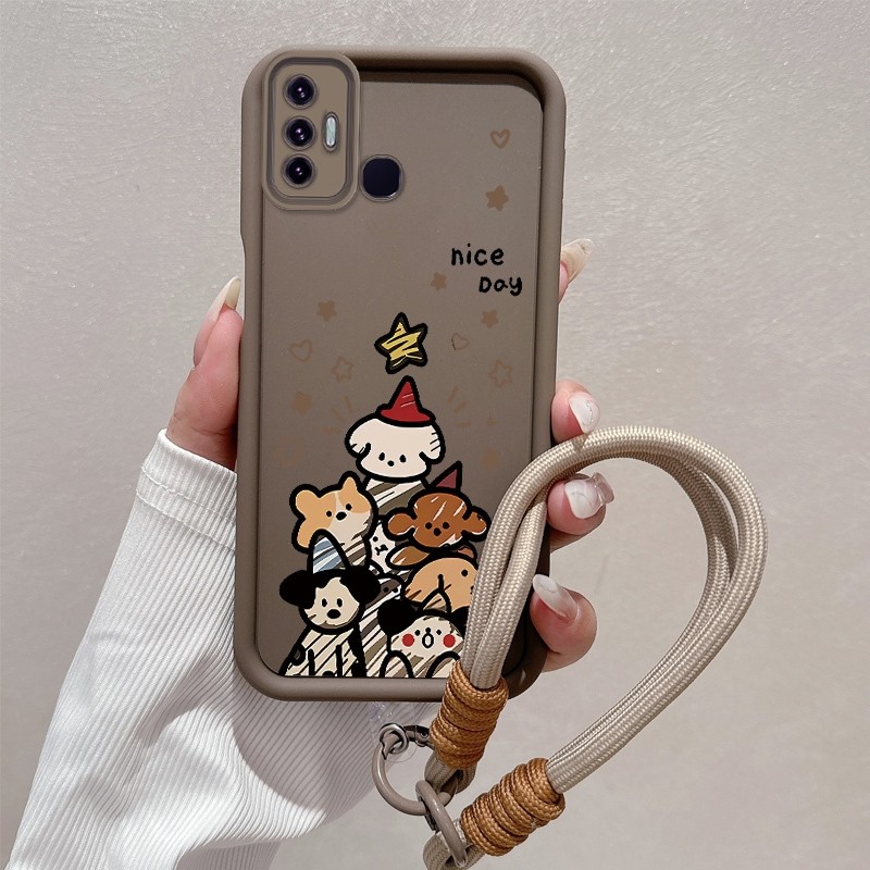 Ốp Lưng Cho Tecno Spark 7 Spark 7T Vỏ Điện Thoại Silicon Thẩm Mỹ Họa Tiết Động Vật Hoạt Hình Dễ Thương TPU Mềm Thiết Kế Mới Với Dây Treo Cá Tính