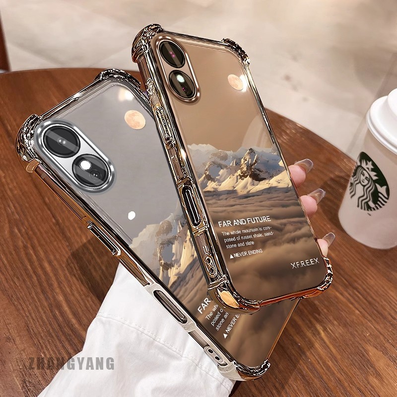 [Màu Mới] Ốp Lưng Cho OPPO A58 4G A78 4G Vỏ Điện Thoại Họa Tiết Chống Rơi Mạ Điện Bốn Góc Họa Tiết Phong Cảnh Thẩm Mỹ Vỏ Mềm TPU Silicon
