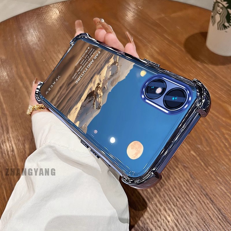 [Màu Mới] Ốp Lưng Cho OPPO A58 4G A78 4G Vỏ Điện Thoại Họa Tiết Chống Rơi Mạ Điện Bốn Góc Họa Tiết Phong Cảnh Thẩm Mỹ Vỏ Mềm TPU Silicon
