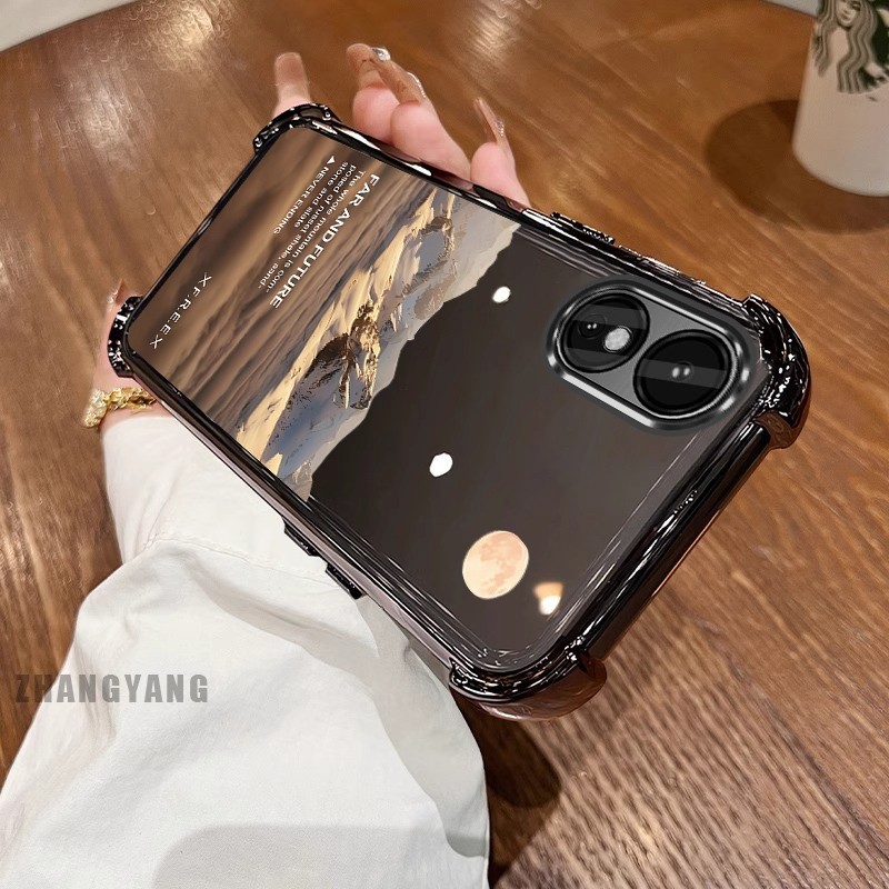 [Màu Mới] Ốp Lưng Cho OPPO A58 4G A78 4G Vỏ Điện Thoại Họa Tiết Chống Rơi Mạ Điện Bốn Góc Họa Tiết Phong Cảnh Thẩm Mỹ Vỏ Mềm TPU Silicon