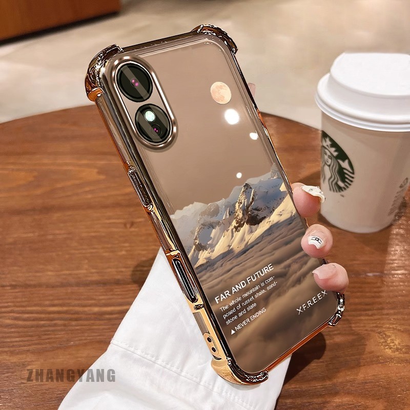 [Màu Mới] Ốp Lưng Cho OPPO A58 4G A78 4G Vỏ Điện Thoại Họa Tiết Chống Rơi Mạ Điện Bốn Góc Họa Tiết Phong Cảnh Thẩm Mỹ Vỏ Mềm TPU Silicon