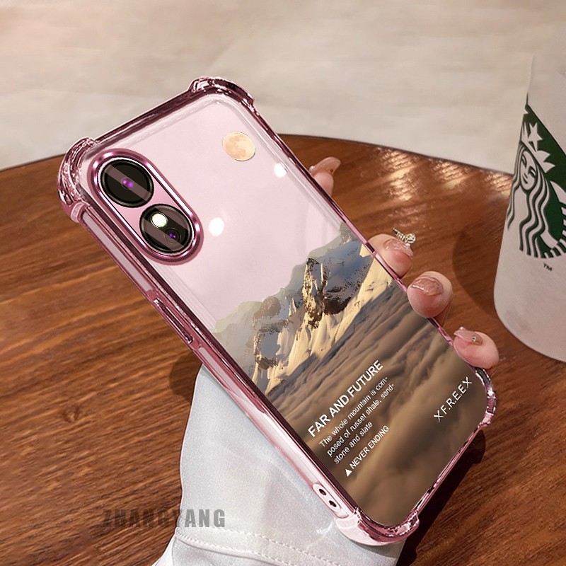 [Màu Mới] Ốp Lưng Cho OPPO A58 4G A78 4G Vỏ Điện Thoại Họa Tiết Chống Rơi Mạ Điện Bốn Góc Họa Tiết Phong Cảnh Thẩm Mỹ Vỏ Mềm TPU Silicon