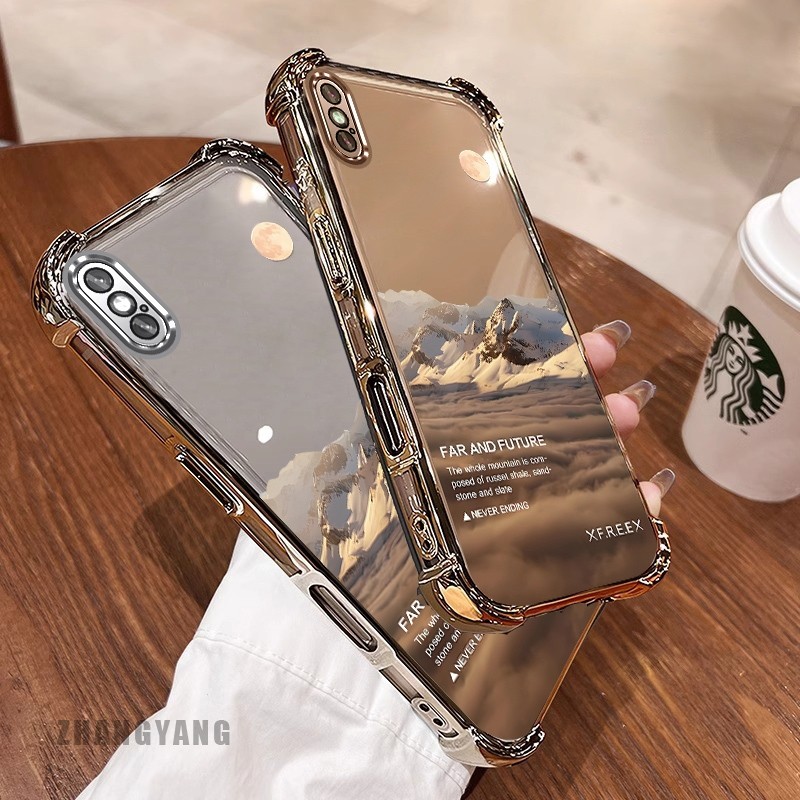 [Màu Mới] Ốp Lưng Cho iPhone X Xs Xr Xs Max Bốn Góc Mạ Điện Chống Rơi Họa Tiết Thẩm Mỹ Họa Tiết Phong Cảnh TPU Silicon Mềm