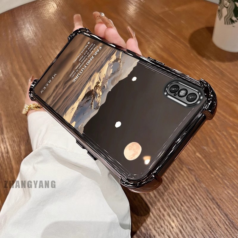 [Màu Mới] Ốp Lưng Cho iPhone X Xs Xr Xs Max Bốn Góc Mạ Điện Chống Rơi Họa Tiết Thẩm Mỹ Họa Tiết Phong Cảnh TPU Silicon Mềm