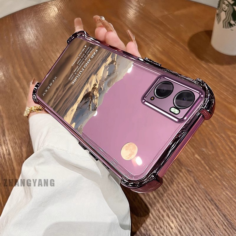 [Màu Mới] Ốp Lưng Cho OPPO A76 4G A36 4G A96 4G Vỏ Điện Thoại Họa Tiết Chống Rơi Mạ Điện Bốn Góc Họa Tiết Phong Cảnh Thẩm Mỹ Vỏ Mềm TPU Silicon