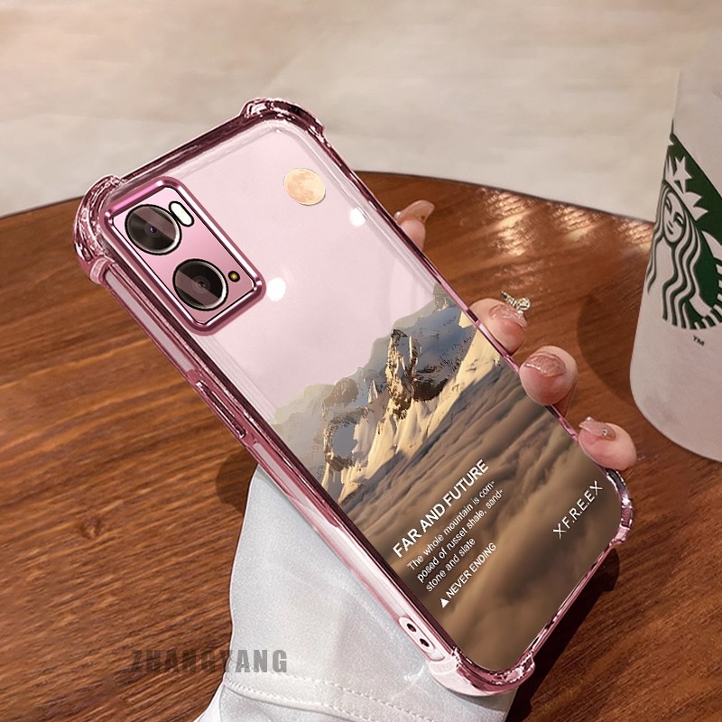 [Màu Mới] Ốp Lưng Cho OPPO A76 4G A36 4G A96 4G Vỏ Điện Thoại Họa Tiết Chống Rơi Mạ Điện Bốn Góc Họa Tiết Phong Cảnh Thẩm Mỹ Vỏ Mềm TPU Silicon