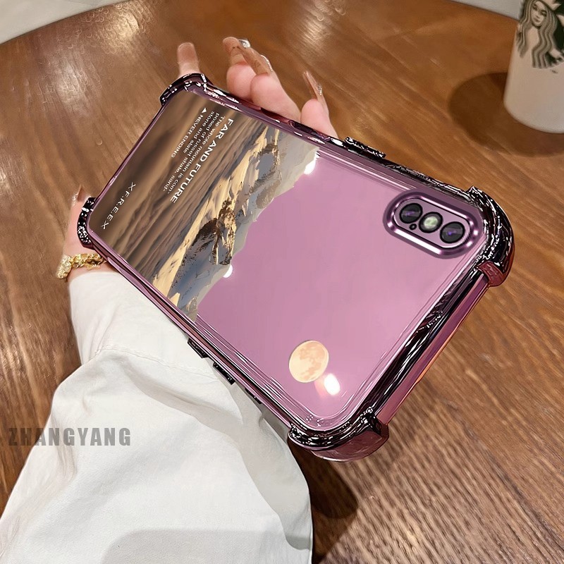 [Màu Mới] Ốp Lưng Cho iPhone X Xs Xr Xs Max Bốn Góc Mạ Điện Chống Rơi Họa Tiết Thẩm Mỹ Họa Tiết Phong Cảnh TPU Silicon Mềm