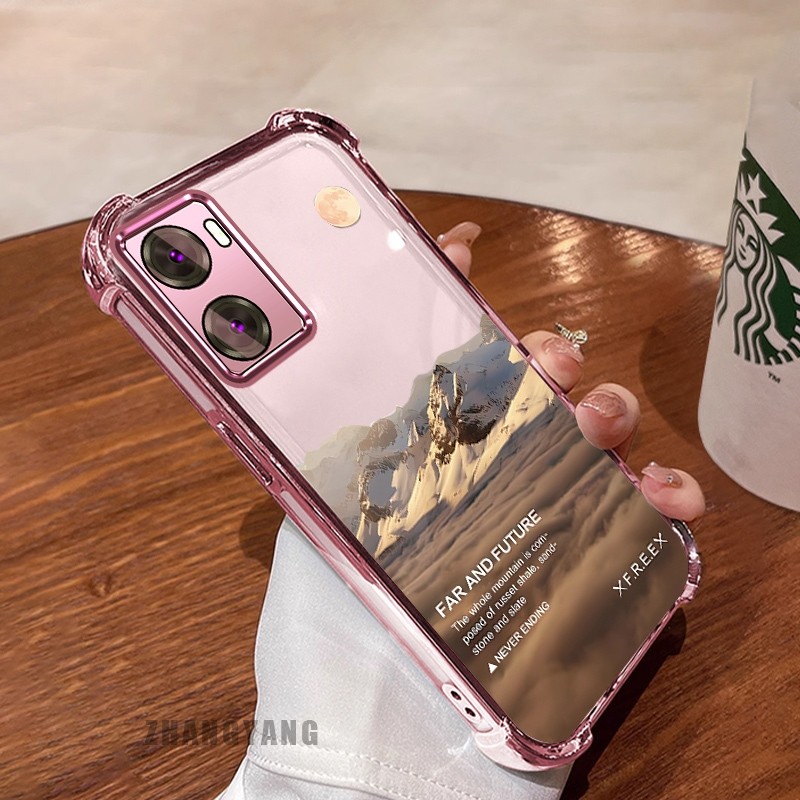 [Màu Mới] Ốp Lưng Cho OPPO A57 4G 2022 A57 5G 2022 A77 A77s Vỏ Điện Thoại Họa Tiết Chống Rơi Mạ Điện Bốn Góc Họa Tiết Phong Cảnh Thẩm Mỹ Vỏ Mềm TPU Silicon