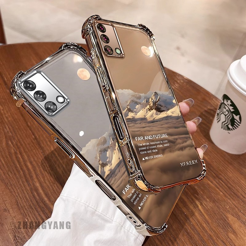 [Màu Mới] Ốp Lưng Cho OPPO A74 4G A95 4G Vỏ Điện Thoại Họa Tiết Chống Rơi Mạ Điện Bốn Góc Họa Tiết Phong Cảnh Thẩm Mỹ Vỏ Mềm TPU Silicon