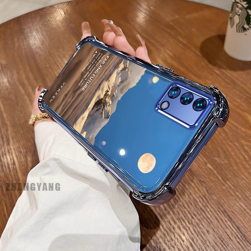 [Màu Mới] Ốp Lưng Cho OPPO A74 4G A95 4G Vỏ Điện Thoại Họa Tiết Chống Rơi Mạ Điện Bốn Góc Họa Tiết Phong Cảnh Thẩm Mỹ Vỏ Mềm TPU Silicon