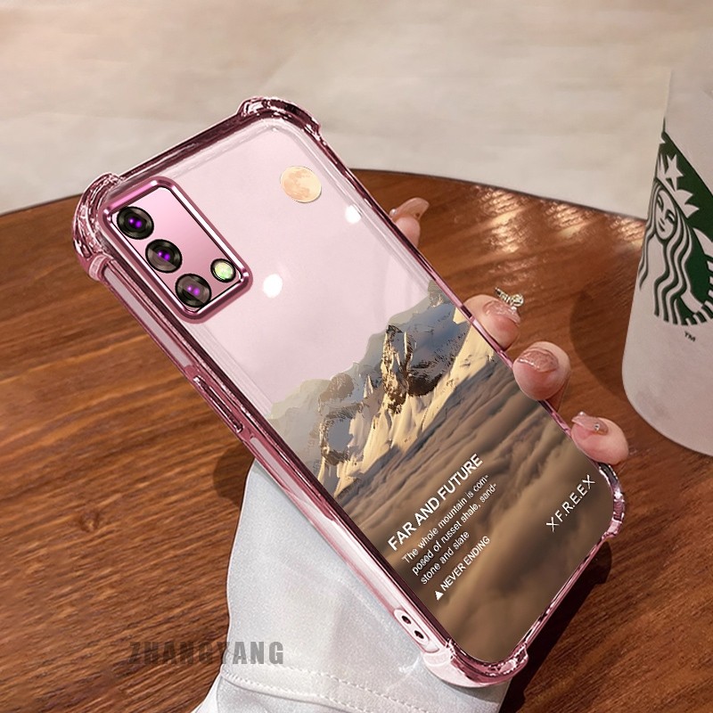 [Màu Mới] Ốp Lưng Cho OPPO A74 4G A95 4G Vỏ Điện Thoại Họa Tiết Chống Rơi Mạ Điện Bốn Góc Họa Tiết Phong Cảnh Thẩm Mỹ Vỏ Mềm TPU Silicon