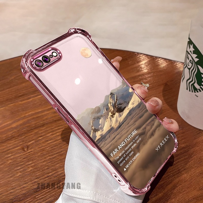 [Màu sắc mới] Ốp lưng cho iPhone 7 Plus iPhone 8 Plus Vỏ điện thoại họa tiết chống rơi mạ điện bốn góc họa tiết phong cảnh thẩm mỹ Vỏ mềm TPU silicon