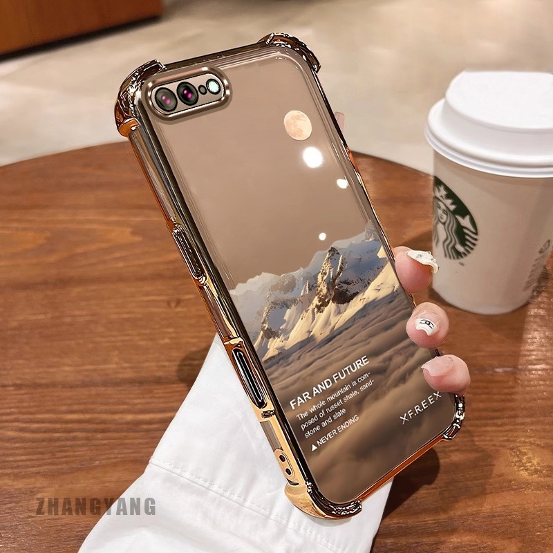 [Màu sắc mới] Ốp lưng cho iPhone 7 Plus iPhone 8 Plus Vỏ điện thoại họa tiết chống rơi mạ điện bốn góc họa tiết phong cảnh thẩm mỹ Vỏ mềm TPU silicon