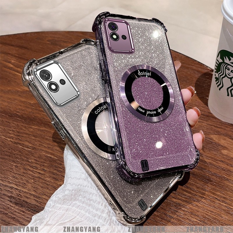 Ốp Lưng Cho Realme C11 2021 C20 C11 2020 Mạ Điện Bốn Góc Chống Rơi Bột flash Vỏ Điện Thoại Hút Từ Tính Thẩm Mỹ Thiết Kế Mới TPU Mềm case