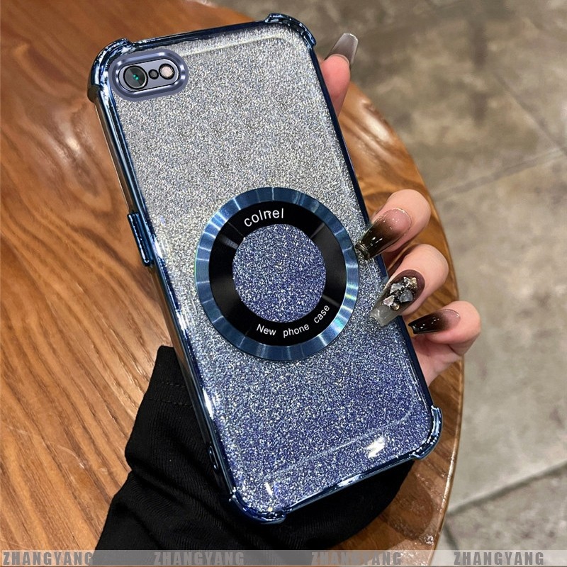 Ốp Lưng Cho iPhone 6 Plus iPhone 6s Plus Mạ Điện Bốn Góc Chống Rơi Bột flash Vỏ Điện Thoại Hút Từ Tính Thẩm Mỹ Thiết Kế Mới TPU Mềm case