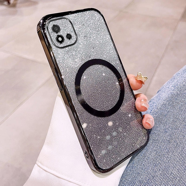 Ốp lưng Realme C20 c11 2021 c11 2020 Vỏ điện thoại lấp lánh mạ có ống kính hút từ tính và chống rơi để bảo hiểm toàn diện