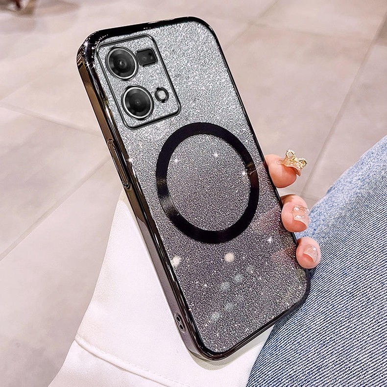 Ốp lưng OPPO RENO 7 4G RENO 7 PRO Vỏ điện thoại lấp lánh mạ có ống kính hút từ tính và chống rơi để bảo hiểm toàn diện