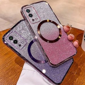 Ốp lưng OPPO A55 4G Vỏ điện thoại lấp lánh mạ có ống kính hút từ tính và chống rơi để bảo hiểm toàn diện