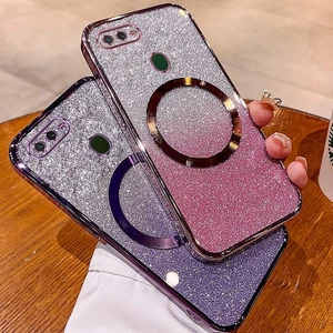 Ốp lưng OPPO A5S A12 A7 F9 Vỏ điện thoại lấp lánh mạ có ống kính hút từ tính và chống rơi để bảo hiểm toàn diện