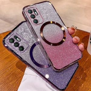Ốp lưng OPPO RENO 6 4G RENO 6 5G RENO 6Z 5G Vỏ điện thoại lấp lánh mạ có ống kính hút từ tính và chống rơi để bảo hiểm toàn diện