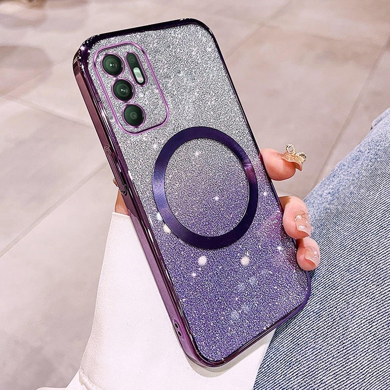 Ốp lưng OPPO RENO 6 4G RENO 6 5G RENO 6Z 5G Vỏ điện thoại lấp lánh mạ có ống kính hút từ tính và chống rơi để bảo hiểm toàn diện