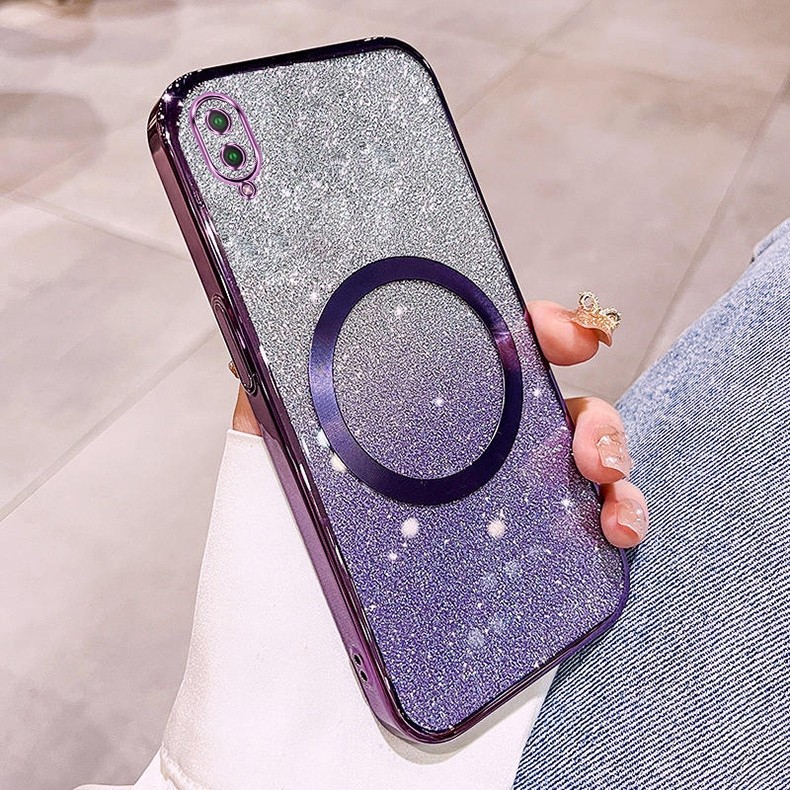Vỏ vivo Y93 Y1S Y91C Vỏ điện thoại lấp lánh mạ có ống kính hút từ tính và chống rơi để bảo hiểm toàn diện