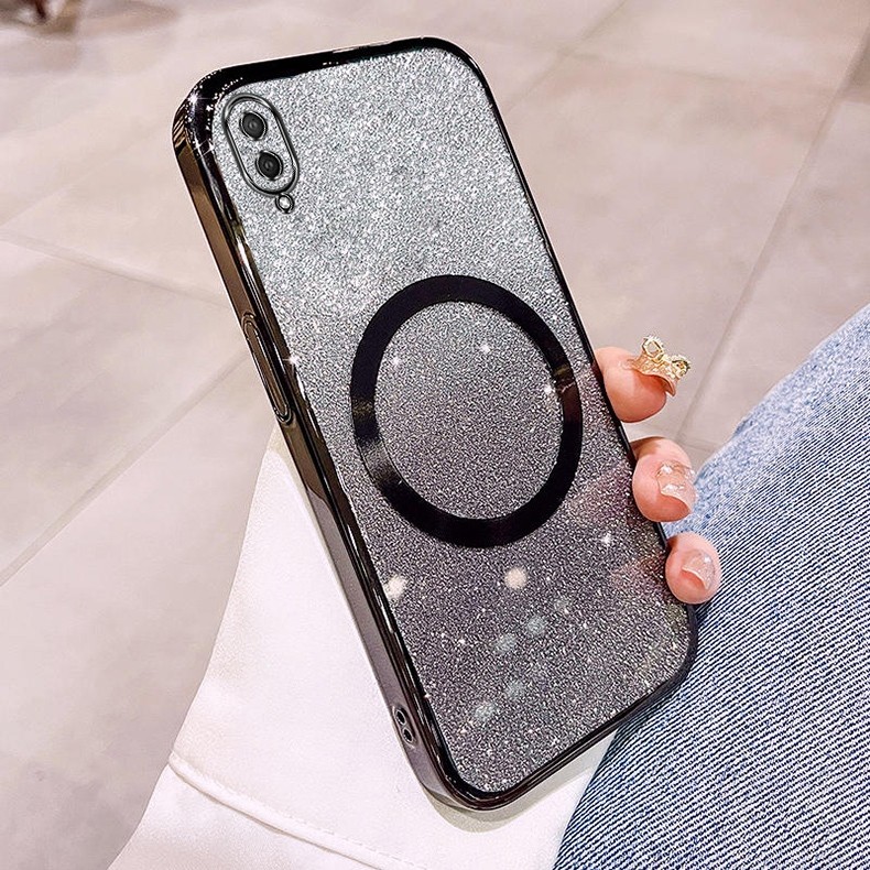 Vỏ vivo Y93 Y1S Y91C Vỏ điện thoại lấp lánh mạ có ống kính hút từ tính và chống rơi để bảo hiểm toàn diện