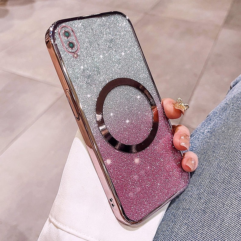 Vỏ vivo Y93 Y1S Y91C Vỏ điện thoại lấp lánh mạ có ống kính hút từ tính và chống rơi để bảo hiểm toàn diện
