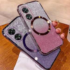 Ốp lưng OPPO A17 A97 5G A38 4G A18 Vỏ điện thoại lấp lánh mạ có ống kính hút và chống rơi từ tính để bảo hiểm toàn diện