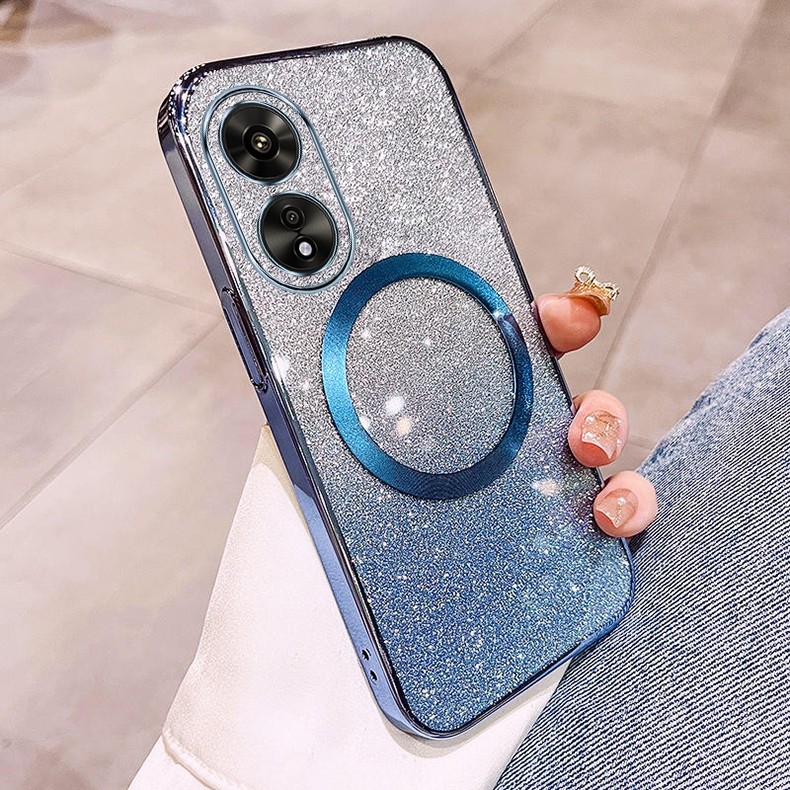 Ốp lưng OPPO A17 A97 5G A38 4G A18 Vỏ điện thoại lấp lánh mạ có ống kính hút và chống rơi từ tính để bảo hiểm toàn diện