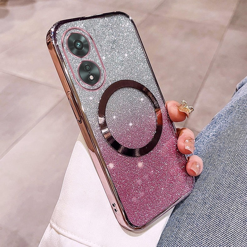 Ốp lưng OPPO A17 A97 5G A38 4G A18 Vỏ điện thoại lấp lánh mạ có ống kính hút và chống rơi từ tính để bảo hiểm toàn diện