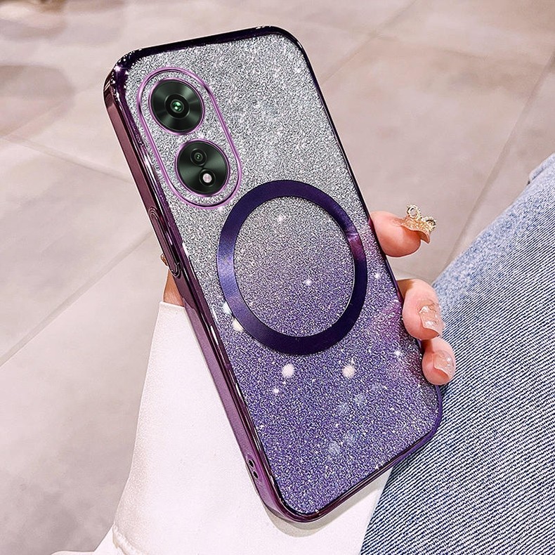 Ốp lưng OPPO A17 A97 5G A38 4G A18 Vỏ điện thoại lấp lánh mạ có ống kính hút và chống rơi từ tính để bảo hiểm toàn diện