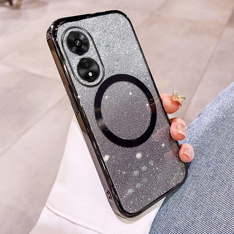 Ốp lưng OPPO A17 A97 5G A38 4G A18 Vỏ điện thoại lấp lánh mạ có ống kính hút và chống rơi từ tính để bảo hiểm toàn diện