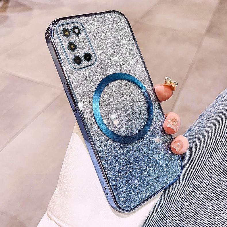 Ốp lưng OPPO A52 A92 Vỏ điện thoại lấp lánh mạ có ống kính hút từ tính và chống rơi để bảo hiểm toàn diện