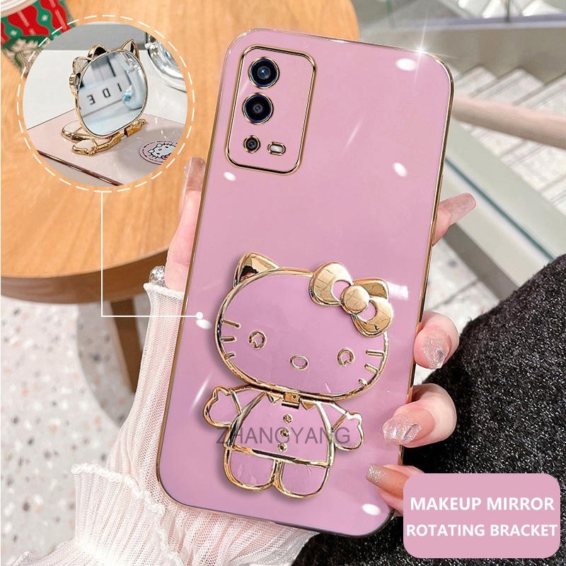 ốp lưng oppo a55 4g Ốp Điện Thoại TPU Silicon Mềm Chống Rơi Hình Mèo 3D Có Giá Đỡ Cho oppo a55 4g