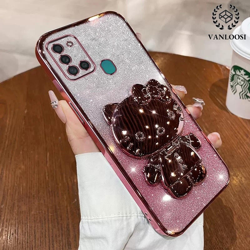 ốp lưng samsung a21s Ốp Điện Thoại Mềm Mạ Điện Chống Rơi Họa Tiết Mèo Dễ Thương Cho samsung a21s