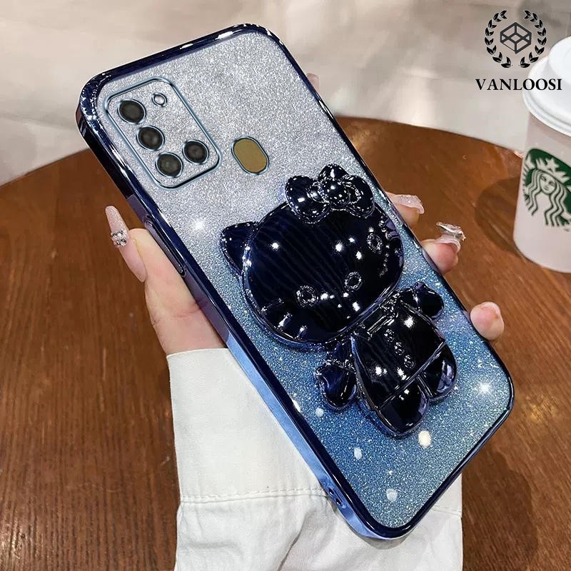 ốp lưng samsung a21s Ốp Điện Thoại Mềm Mạ Điện Chống Rơi Họa Tiết Mèo Dễ Thương Cho samsung a21s