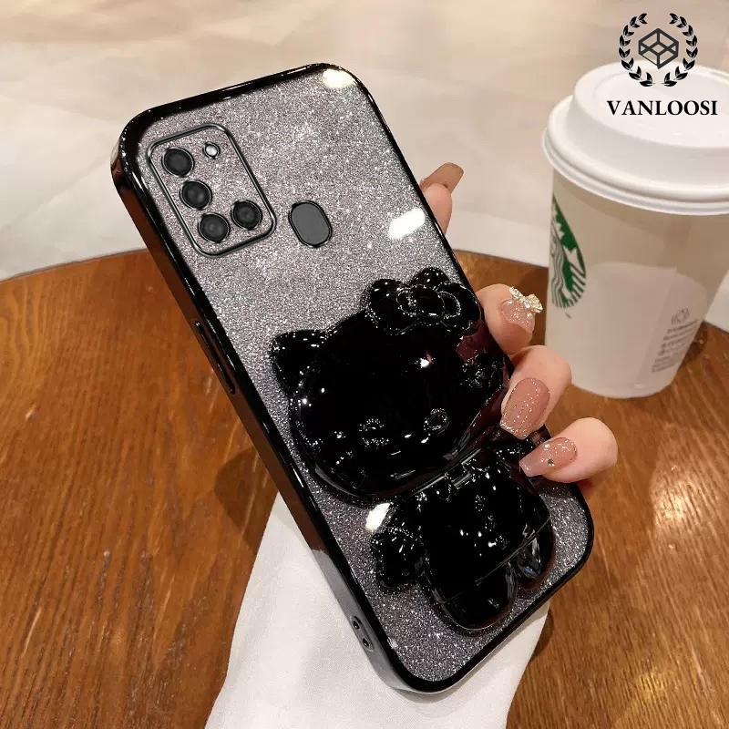ốp lưng samsung a21s Ốp Điện Thoại Mềm Mạ Điện Chống Rơi Họa Tiết Mèo Dễ Thương Cho samsung a21s